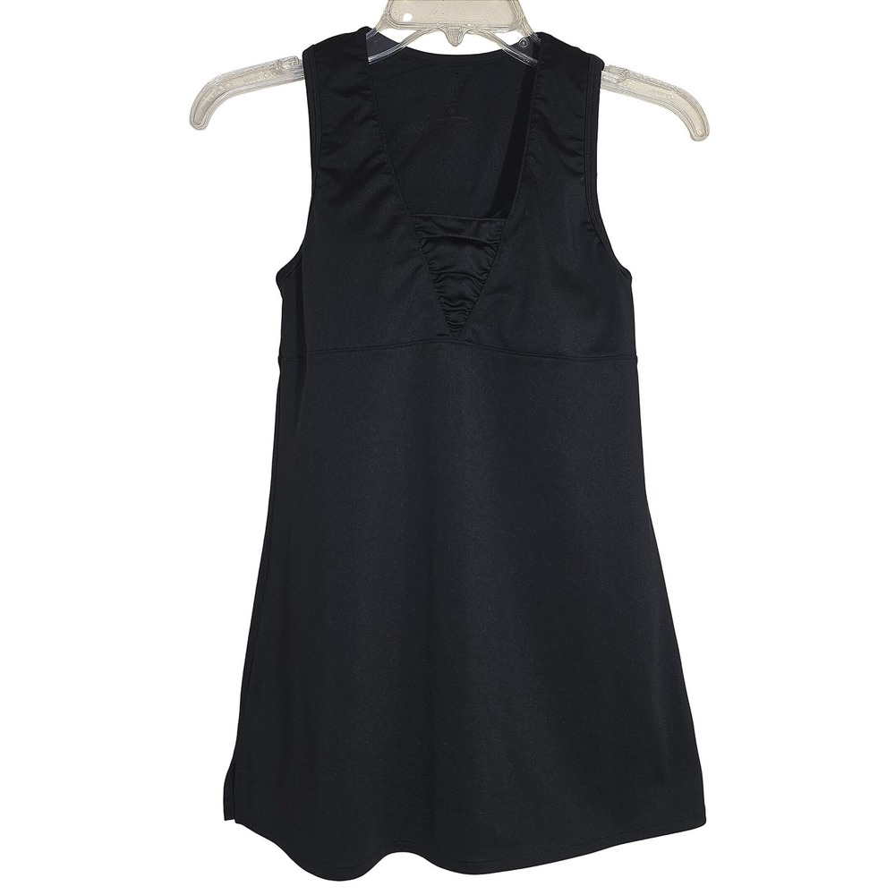 Athleta Yoga V-Neck Built-in Bra Tank Top Women 32B Black Ruched Activewear EUC - Picture 7 of 15